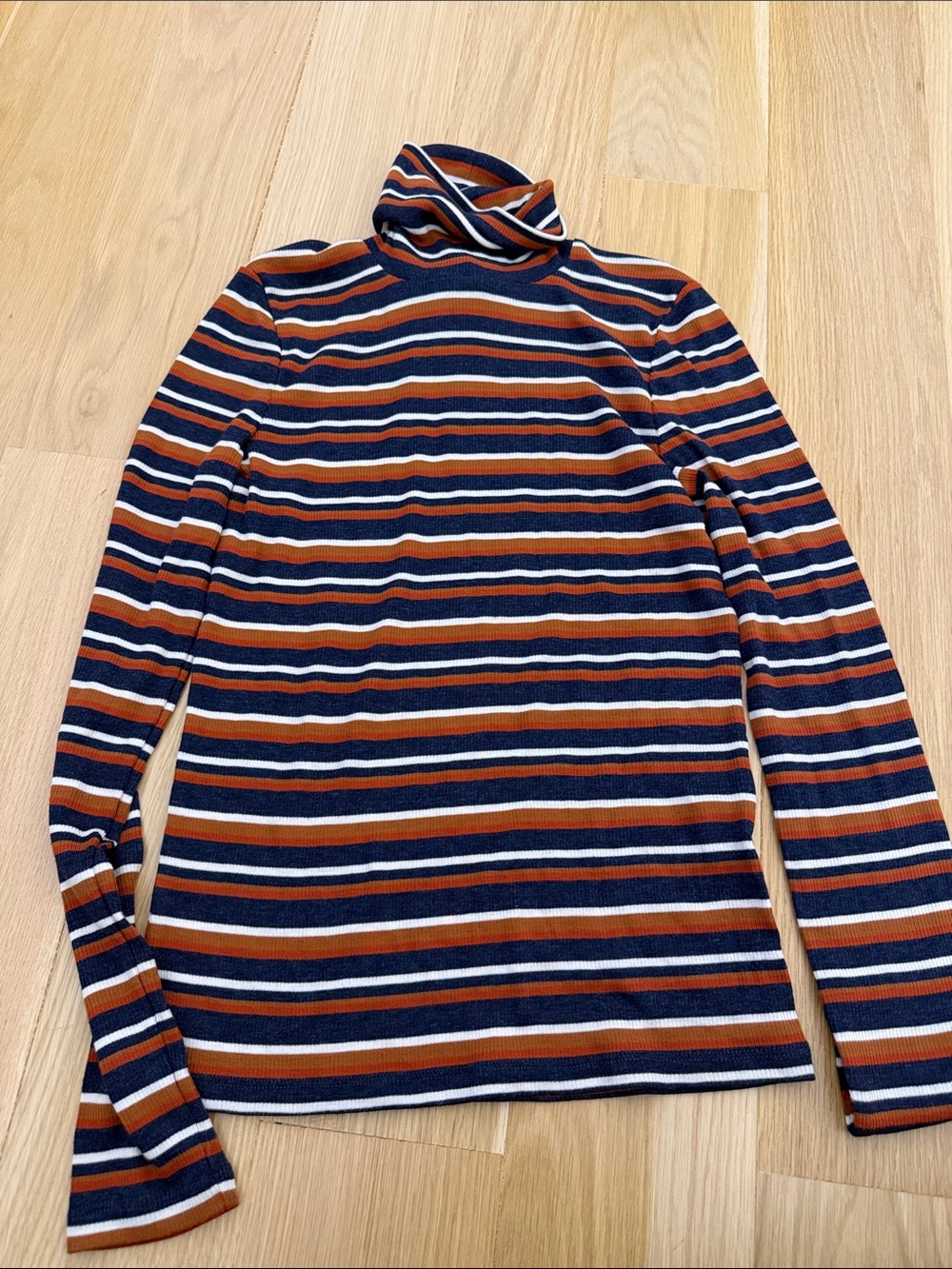 Madewell Women's Navy, Rust & White Striped Turtleneck